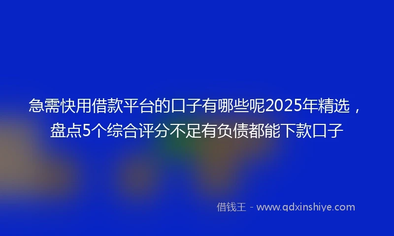急需快用借款平台的口子有哪些呢2025年精选，盘点5个综合评分不足有负债都能下款口子