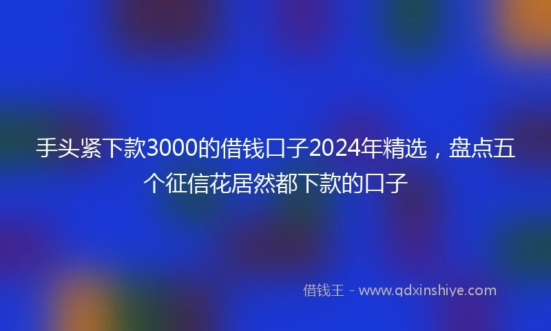 手头紧下款3000的借钱口子2024年精选，盘点五个征信花居然都下款的口子