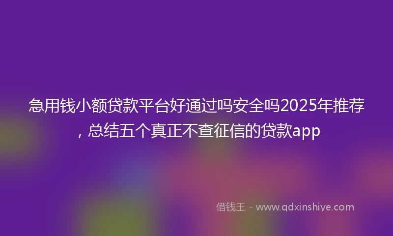 急用钱小额贷款平台好通过吗安全吗2025年推荐，总结五个真正不查征信的贷款app
