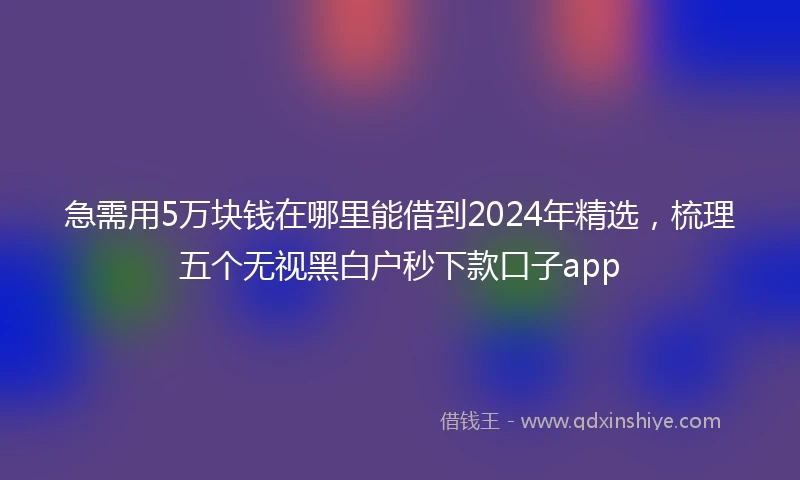 急需用5万块钱在哪里能借到2024年精选，梳理五个无视黑白户秒下款口子app