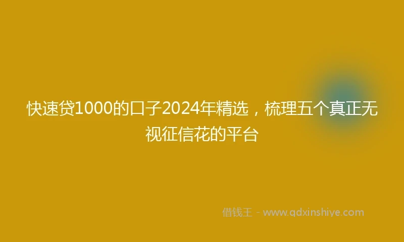 快速贷1000的口子2024年精选，梳理五个真正无视征信花的平台