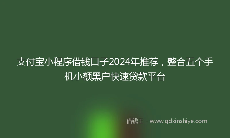 支付宝小程序借钱口子2024年推荐，整合五个手机小额黑户快速贷款平台