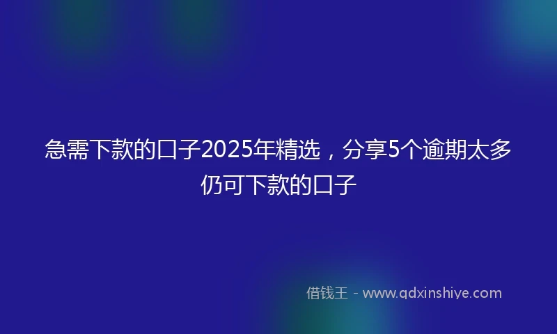 急需下款的口子2025年精选，分享5个逾期太多仍可下款的口子