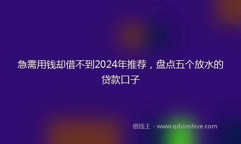 急需用钱却借不到2024年推荐，盘点五个放水的贷款口子