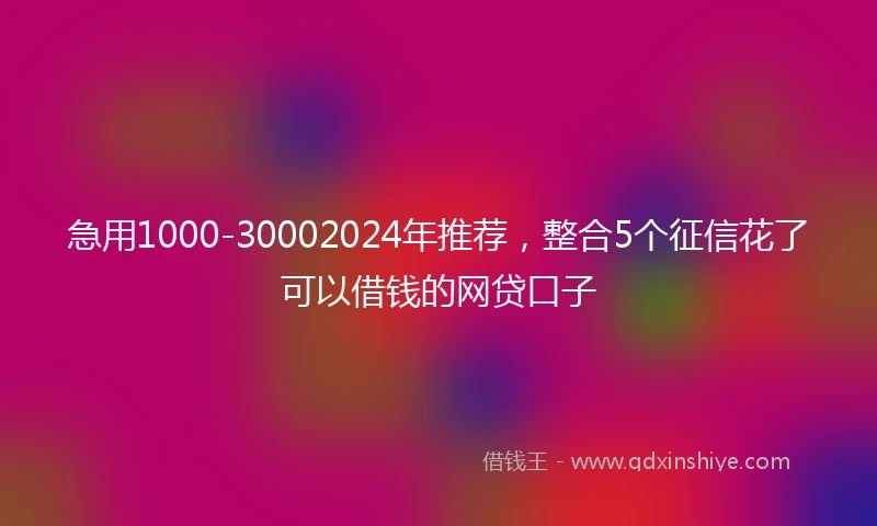 急用1000-30002024年推荐，整合5个征信花了可以借钱的网贷口子