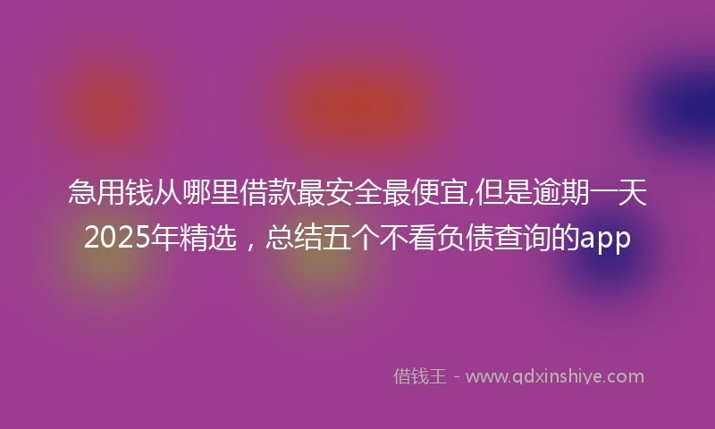 急用钱从哪里借款最安全最便宜,但是逾期一天2025年精选，总结五个不看负债查询的app