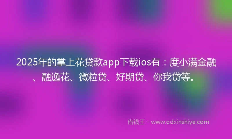 2025年的掌上花贷款app下载ios有：度小满金融、融逸花、微粒贷、好期贷、你我贷等。