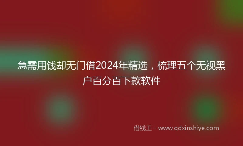 急需用钱却无门借2024年精选，梳理五个无视黑户百分百下款软件