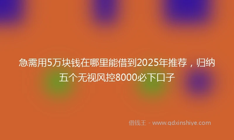 急需用5万块钱在哪里能借到2025年推荐，归纳五个无视风控8000必下口子