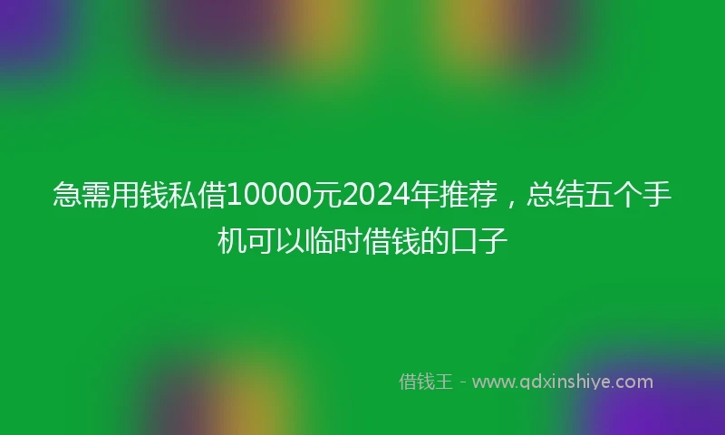 急需用钱私借10000元2024年推荐，总结五个手机可以临时借钱的口子