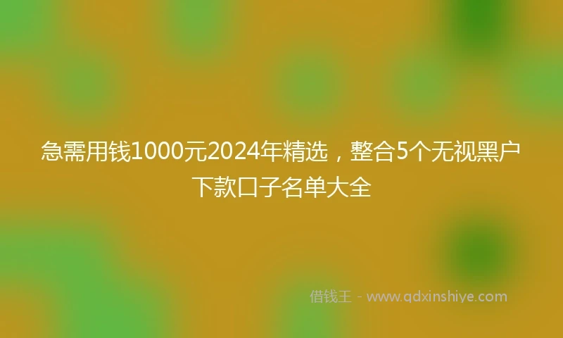 急需用钱1000元2024年精选，整合5个无视黑户下款口子名单大全
