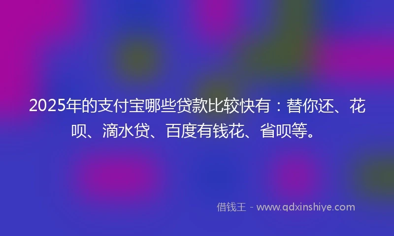 2025年的支付宝哪些贷款比较快有：替你还、花呗、滴水贷、百度有钱花、省呗等。