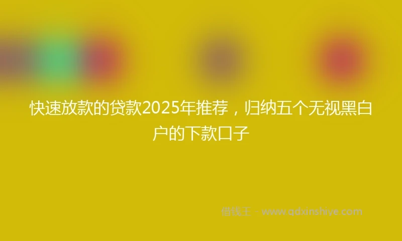 快速放款的贷款2025年推荐，归纳五个无视黑白户的下款口子
