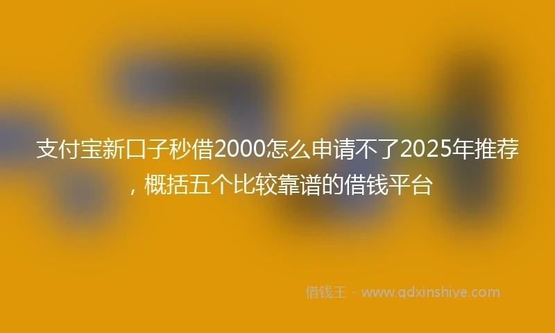 支付宝新口子秒借2000怎么申请不了2025年推荐，概括五个比较靠谱的借钱平台