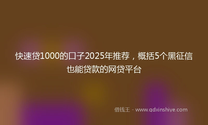 快速贷1000的口子2025年推荐，概括5个黑征信也能贷款的网贷平台