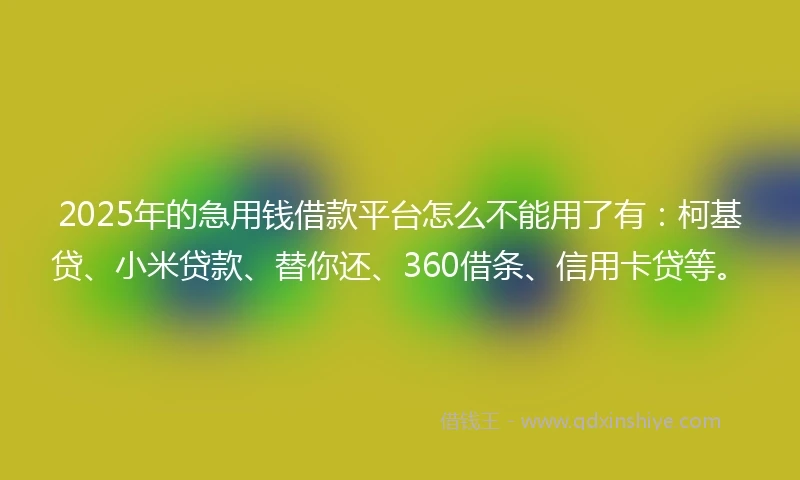 2025年的急用钱借款平台怎么不能用了有：柯基贷、小米贷款、替你还、360借条、信用卡贷等。