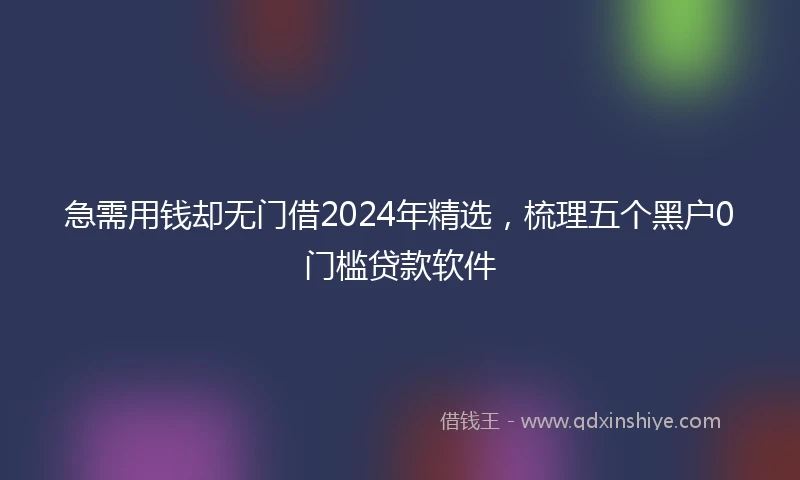 急需用钱却无门借2024年精选，梳理五个黑户0门槛贷款软件