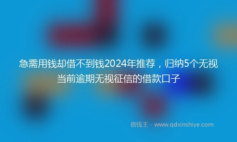 急需用钱却借不到钱2024年推荐，归纳5个无视当前逾期无视征信的借款口子