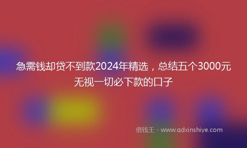 急需钱却贷不到款2024年精选，总结五个3000元无视一切必下款的口子