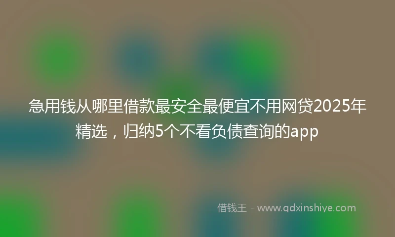 急用钱从哪里借款最安全最便宜不用网贷2025年精选，归纳5个不看负债查询的app