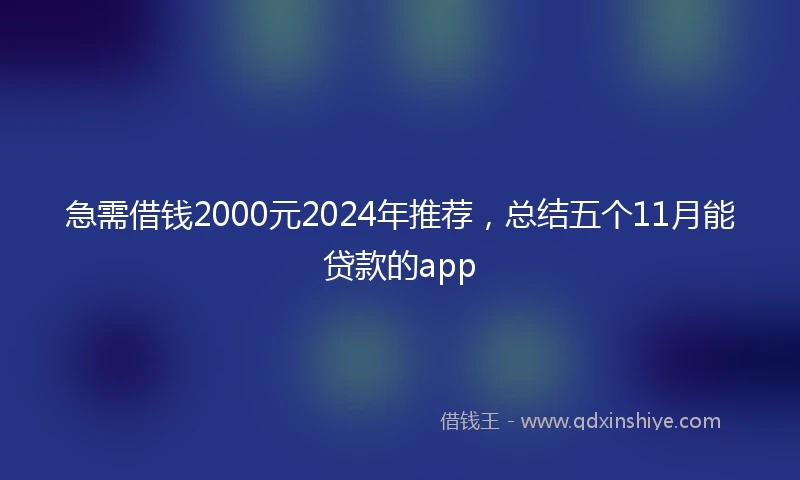 急需借钱2000元2024年推荐，总结五个11月能贷款的app