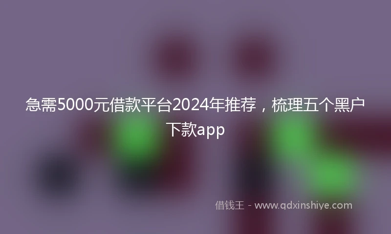 急需5000元借款平台2024年推荐,梳理五个黑户下款app