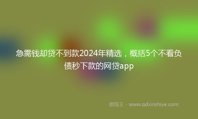 急需钱却贷不到款2024年精选，概括5个不看负债秒下款的网贷app