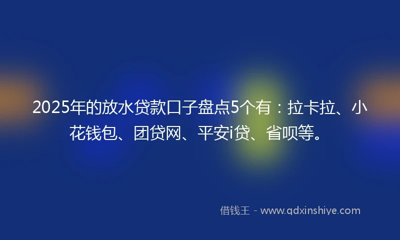 2025年的放水贷款口子盘点5个有：拉卡拉、小花钱包、团贷网、平安i贷、省呗等。