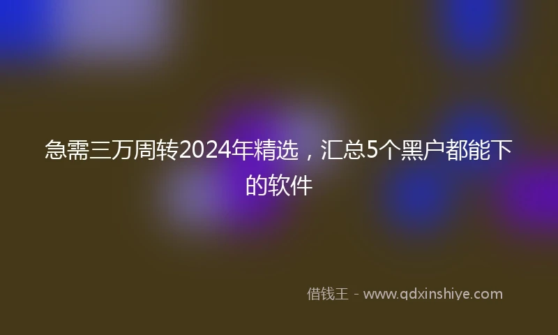 急需三万周转2024年精选，汇总5个黑户都能下的软件