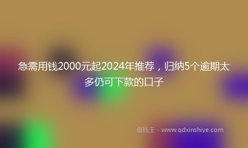 急需用钱2000元起2024年推荐，归纳5个逾期太多仍可下款的口子