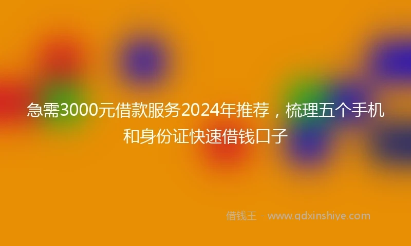 急需3000元借款服务2024年推荐，梳理五个手机和身份证快速借钱口子