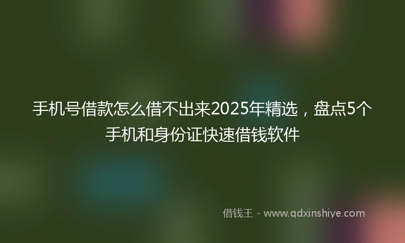 手机号借款怎么借不出来2025年精选，盘点5个手机和身份证快速借钱软件