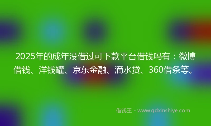 2025年的成年没借过可下款平台借钱吗有：微博借钱、洋钱罐、京东金融、滴水贷、360借条等。