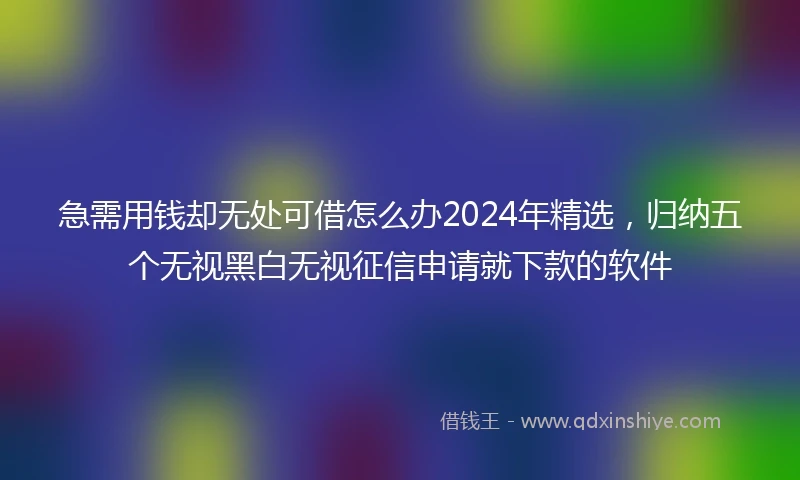 急需用钱却无处可借怎么办2024年精选，归纳五个无视黑白无视征信申请就下款的软件
