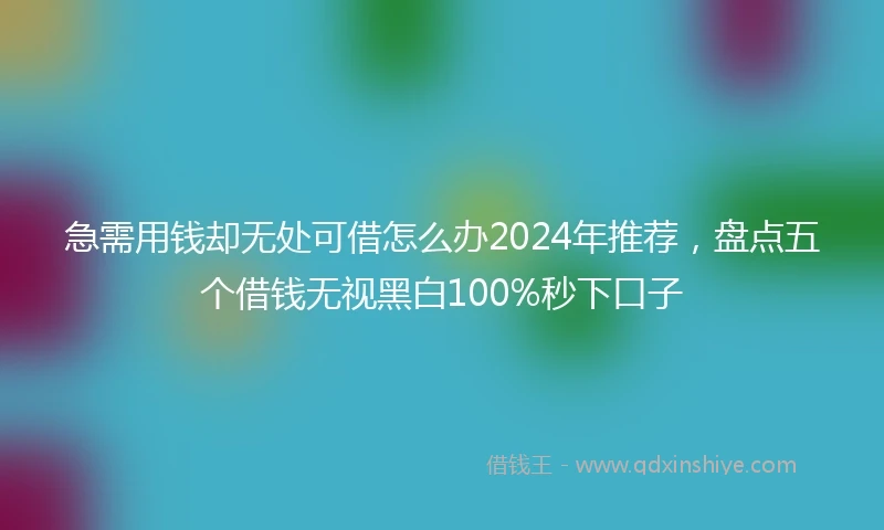 急需用钱却无处可借怎么办2024年推荐，盘点五个借钱无视黑白100%秒下口子
