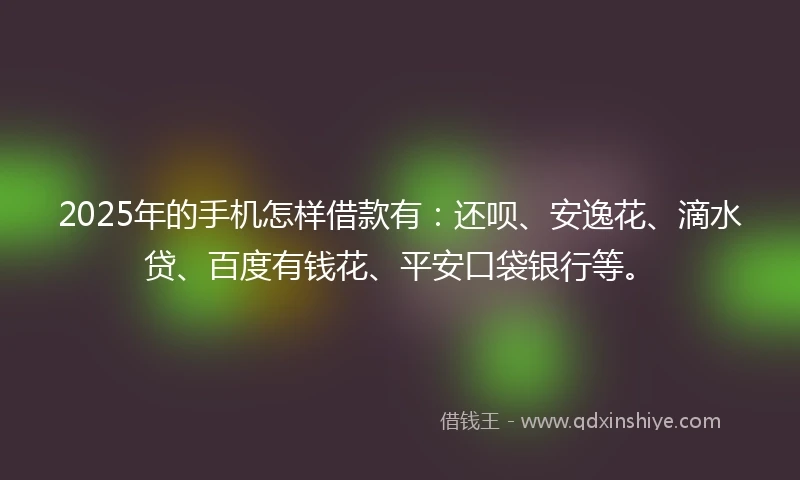 2025年的手机怎样借款有：还呗、安逸花、滴水贷、百度有钱花、平安口袋银行等。