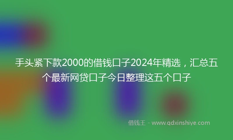 手头紧下款2000的借钱口子2024年精选，汇总五个最新网贷口子今日整理这五个口子