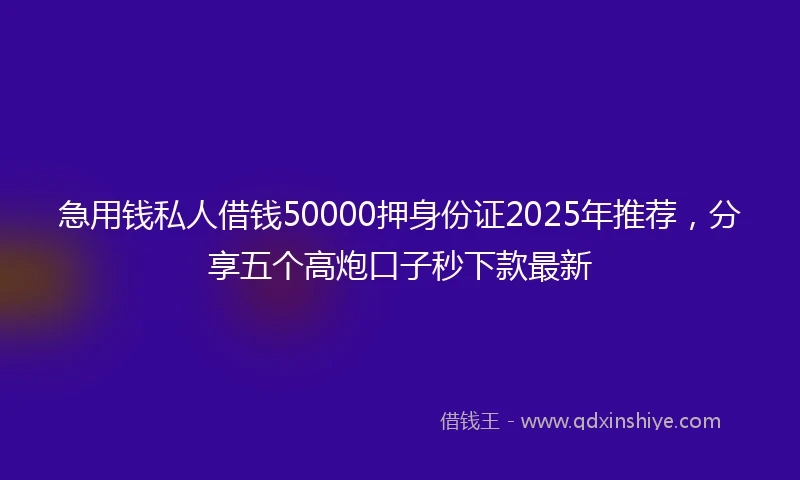 急用钱私人借钱50000押身份证2025年推荐，分享五个高炮口子秒下款最新