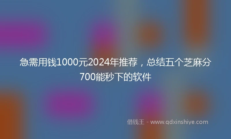 急需用钱1000元2024年推荐，总结五个芝麻分700能秒下的软件