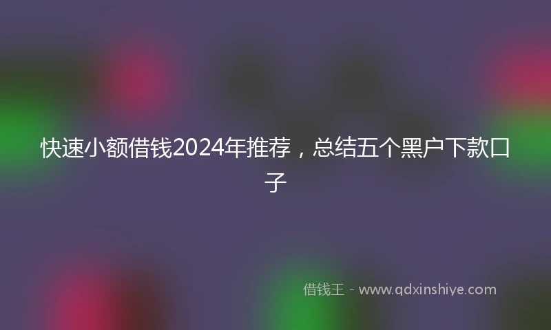 快速小额借钱2024年推荐，总结五个黑户下款口子