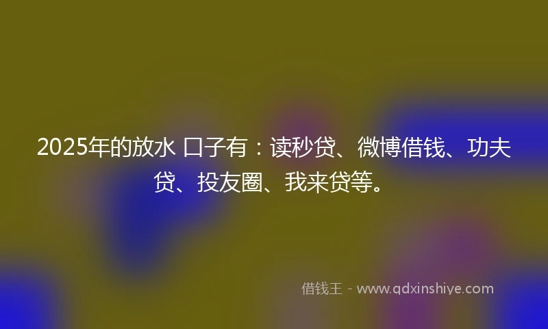 2025年的放水 口子有：读秒贷、微博借钱、功夫贷、投友圈、我来贷等。