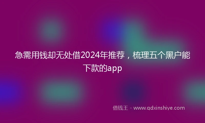 急需用钱却无处借2024年推荐，梳理五个黑户能下款的app