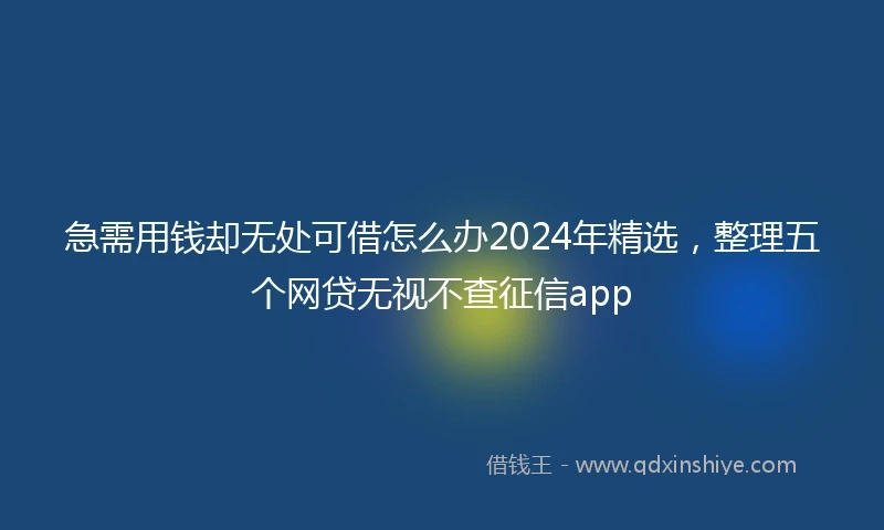 急需用钱却无处可借怎么办2024年精选，整理五个网贷无视不查征信app