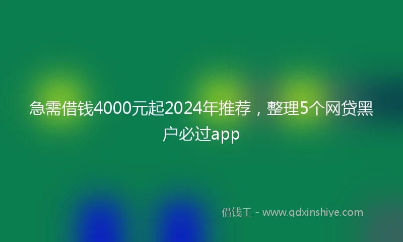 急需借钱4000元起2024年推荐，整理5个网贷黑户必过app