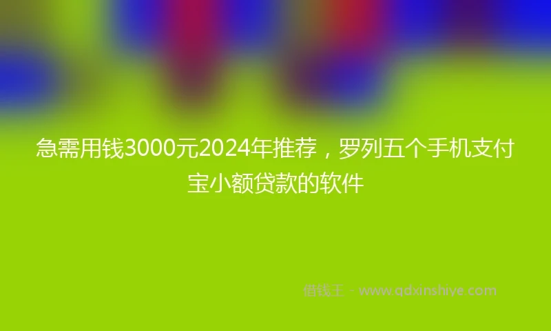 急需用钱3000元2024年推荐，罗列五个手机支付宝小额贷款的软件