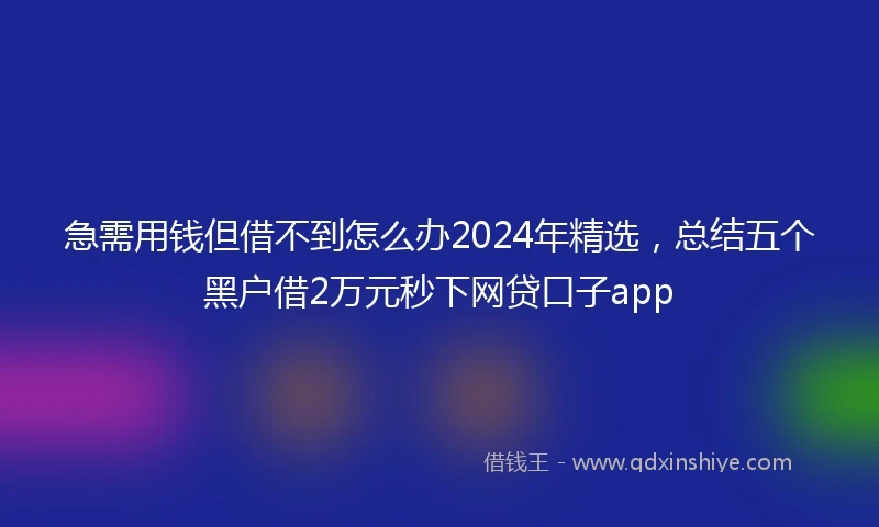 急需用钱但借不到怎么办2024年精选，总结五个黑户借2万元秒下网贷口子app