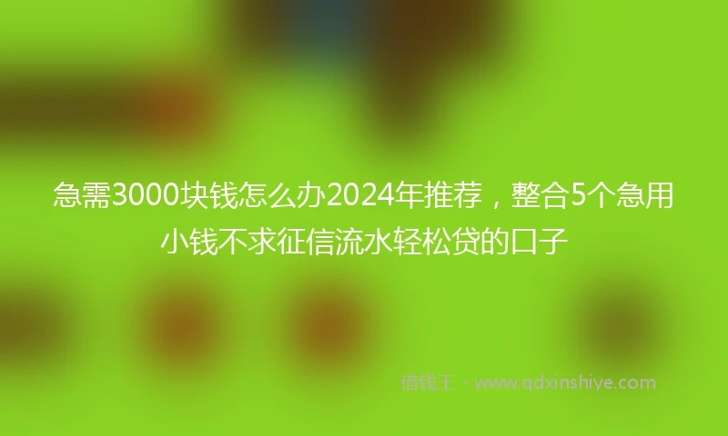 急需3000块钱怎么办2024年推荐,整合5个急用小钱不求征信流水轻松贷的口子