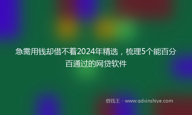 急需用钱却借不着2024年精选，梳理5个能百分百通过的网贷软件
