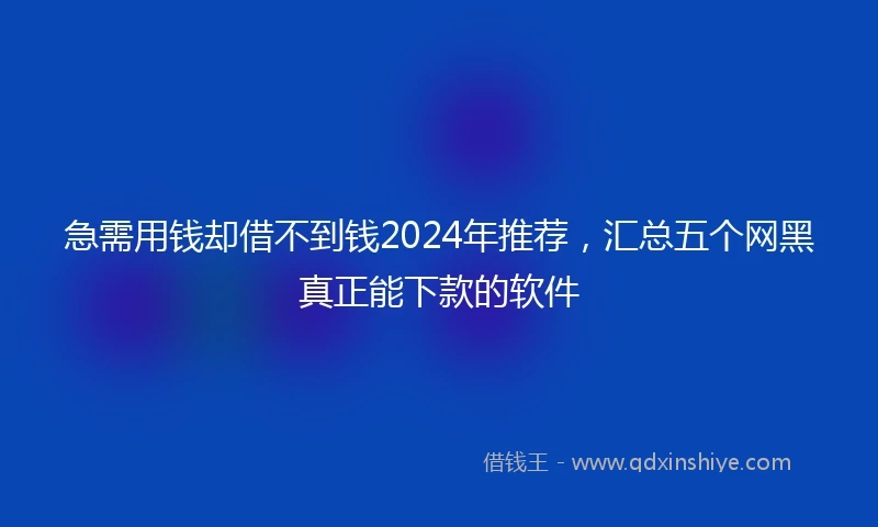 急需用钱却借不到钱2024年推荐，汇总五个网黑真正能下款的软件
