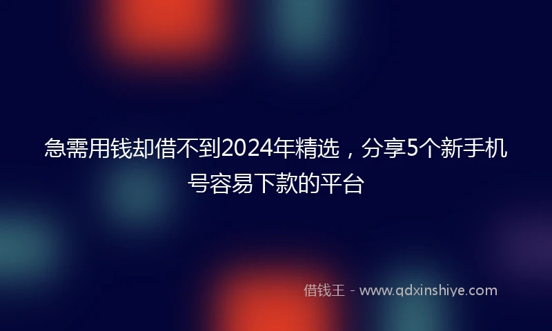 急需用钱却借不到2024年精选，分享5个新手机号容易下款的平台